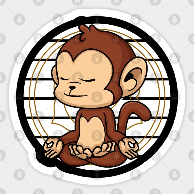 Yoga Nidra Zen Meditation Chakra Monkey Chimpanzee Sticker by sBag-Designs